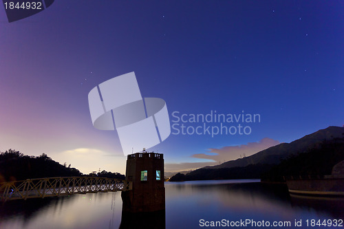 Image of Reservoir at night with stars in Hong Kong