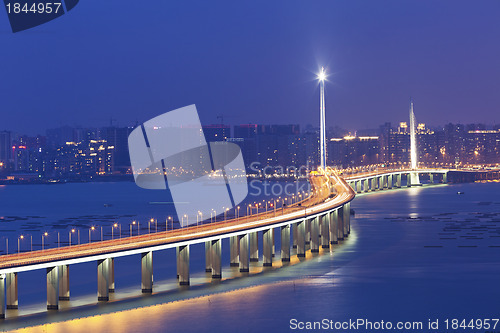 Image of Hong Kong Shenzhen Western Corridor Bridge at night