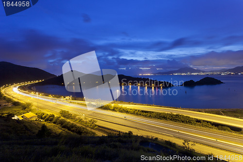 Image of Traffic highway in city at night