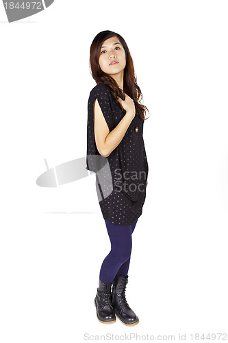 Image of Cool asian woman on white background