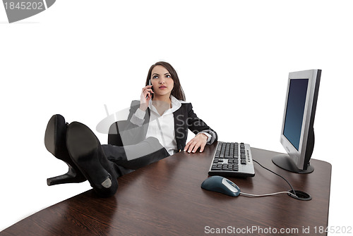 Image of Relaxed Businesswoman on the Phone