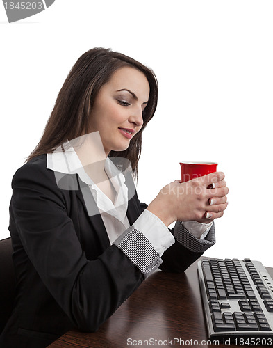 Image of BUsinesswoman Drinking Coffee