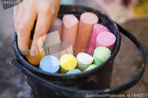 Image of Bucket of crayons