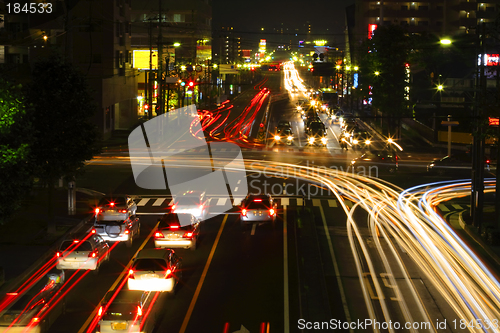 Image of Night crossroad traffic