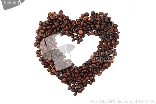 Image of heart from coffee beans 