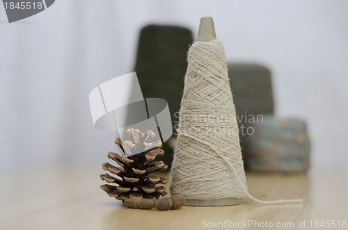 Image of Wool yarn spools