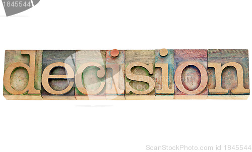 Image of decision word in wood type