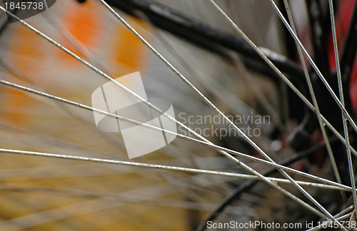 Image of bicycle spokes closeup