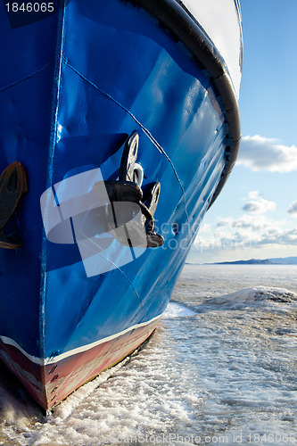 Image of boat in frozen baikal