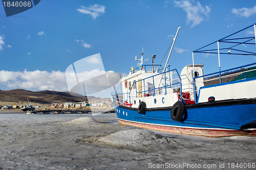 Image of boat in frozen baikal