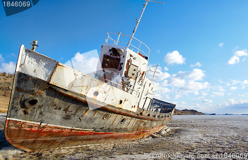 Image of boat in frozen baikal