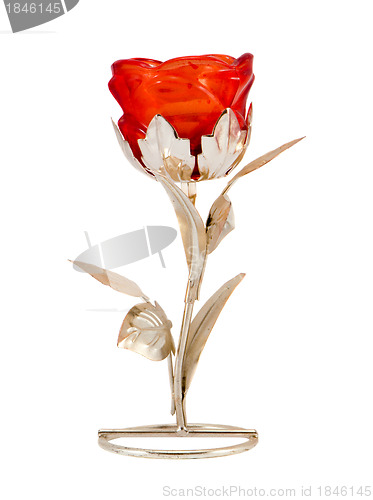 Image of Silver glass rose flower decor isolated on white 