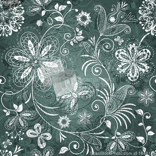 Image of Green-white floral pattern