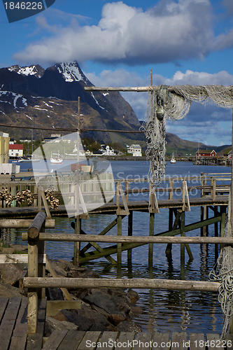 Image of Wooden pier in Reine