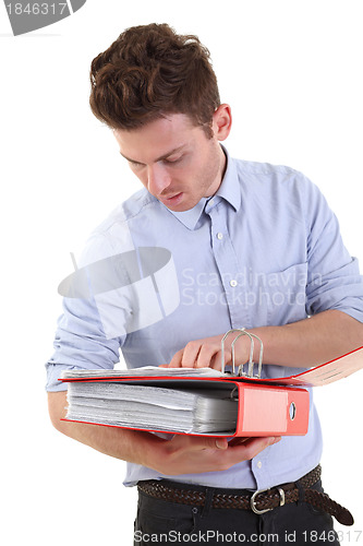 Image of Young man checking documents