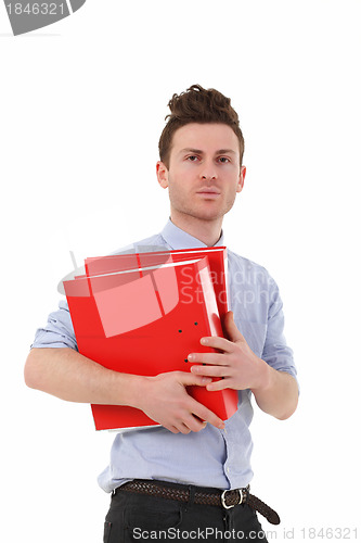 Image of Serious man with folders