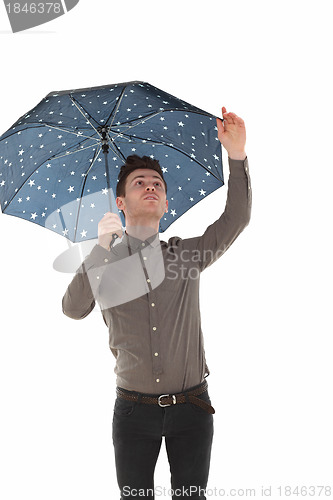Image of Handsome man with an umbrella