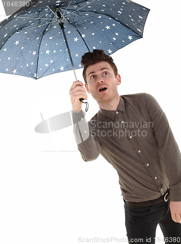 Image of Handsome man with an umbrella