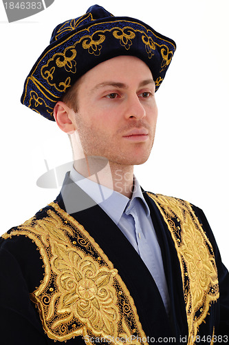 Image of Young handsome man in typical Kazak dress