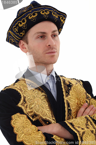 Image of Young handsome man in typical Kazak dress