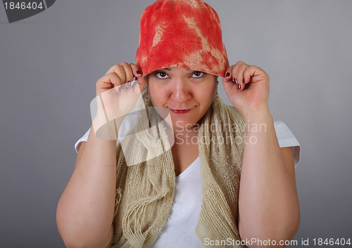 Image of Nice woman with red hat