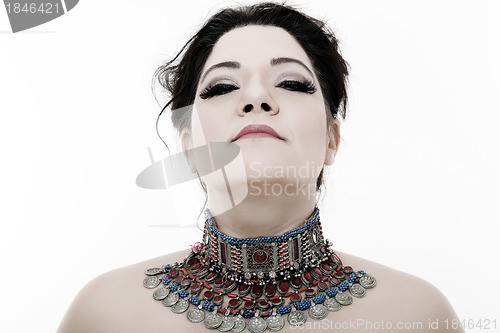 Image of Sexy woman with artistic necklace