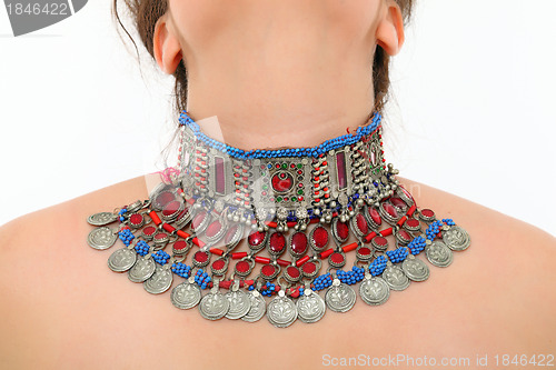 Image of Sexy woman with artistic necklace
