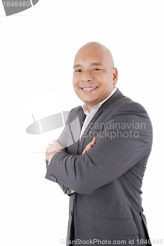 Image of Friendly and smiling businessman looking at camera with reliabil