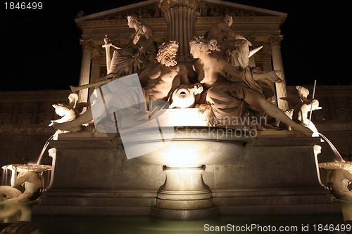 Image of The Athena Fountain in front of the Austrian Parliament in Vienn