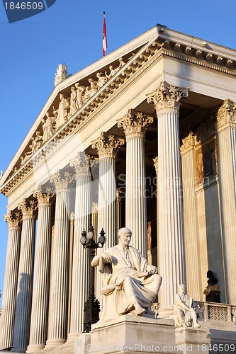 Image of Statue of Sallustius in front of Austria parliament in Vienna, A