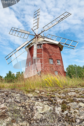 Image of Old wooden windmill in Sweden