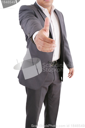 Image of This is an image of business man offering a handshake. Success c