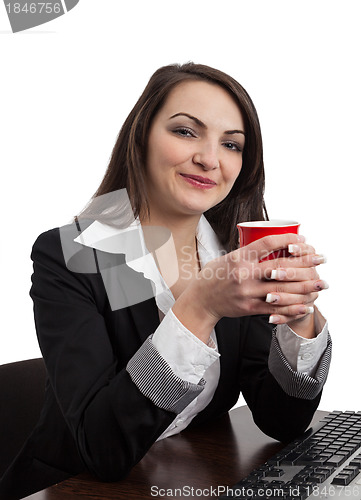 Image of Portrait of a Young Woman with a Red Cup