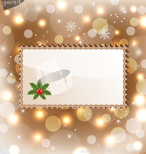 Image of Illustration template frame with mistletoe for design christmas 