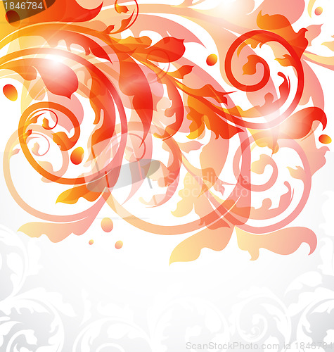 Image of Floral ornamental card, autumn background