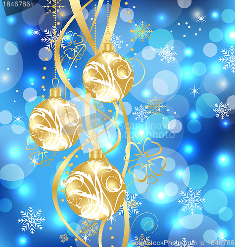 Image of Christmas holiday background with golden balls