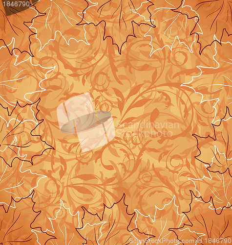 Image of Autumnal maple, seamless floral background