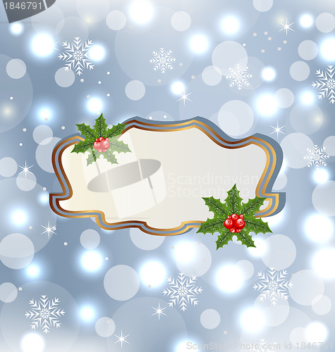 Image of Template frame with mistletoe for design christmas card