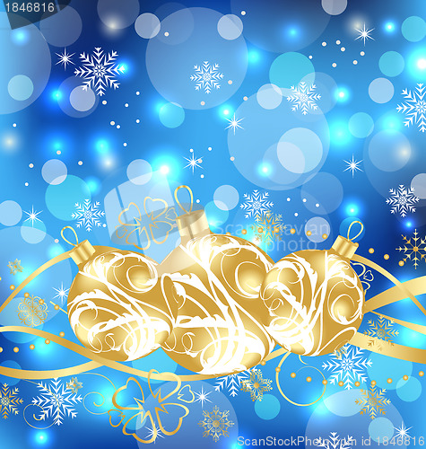 Image of Christmas holiday background with golden balls