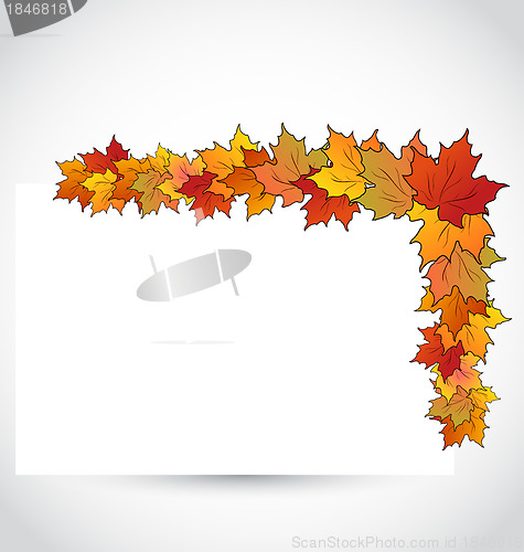 Image of Colorful autumn maple leaves with note paper