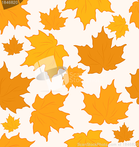 Image of Autumnal maple leaves, seamless background - vector