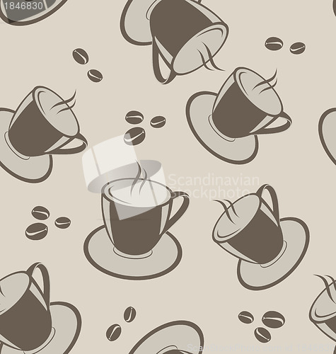 Image of Seamless background with coffee cups and beans