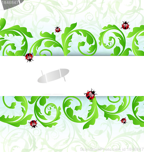 Image of Eco friendly background with ladybugs