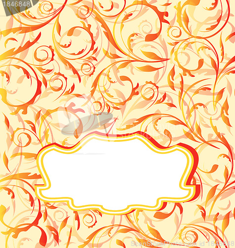 Image of Autumn orange background, seamless floral texture