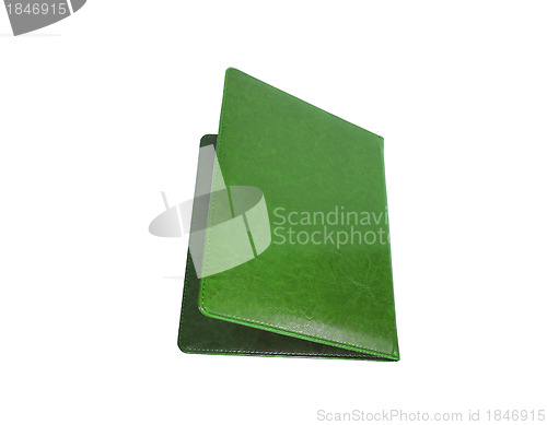 Image of Leather green folder isolated on white