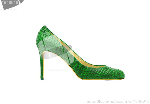 Image of Green Female shoes on white background