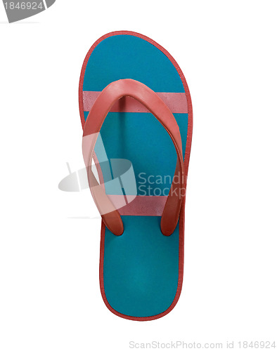 Image of red and blue flip flop sandals isolated