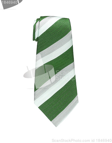 Image of Green and white tie isolated on white