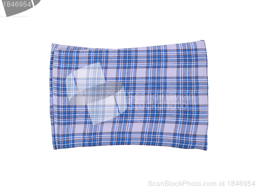 Image of Blue plaid pillow isolated on white