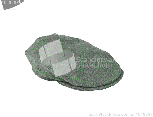 Image of green felt man's cap isolated on white